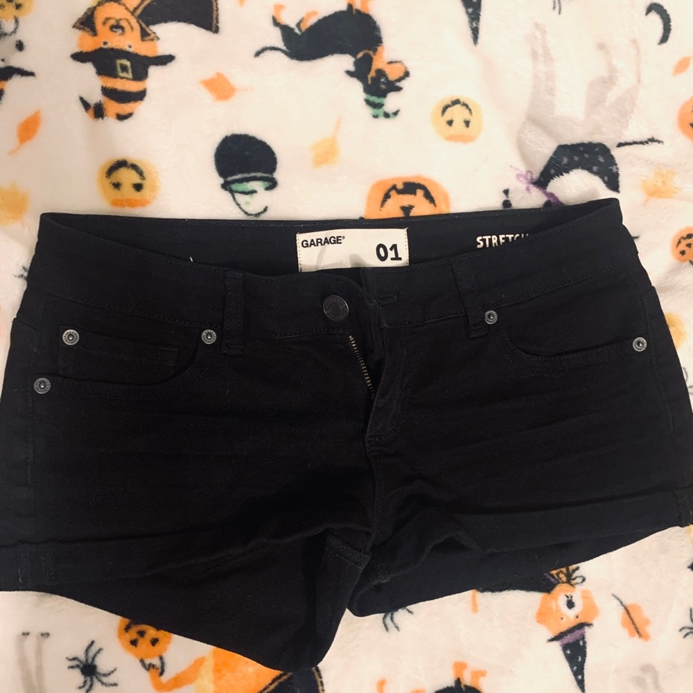 Garage black stretch jean shorts